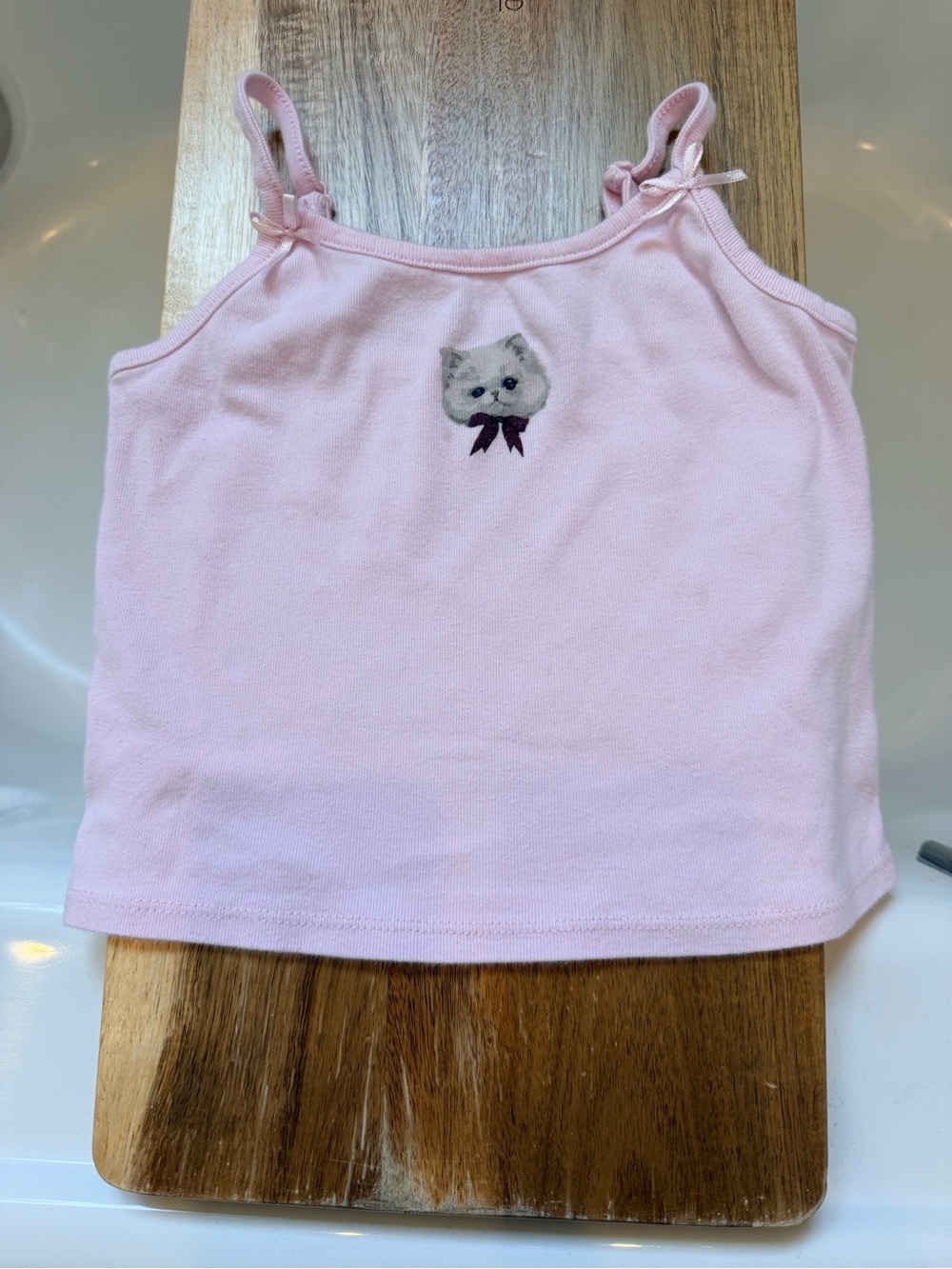 Art class size 6/7 Pink Kids' Tank Top with Kitten Embroidery